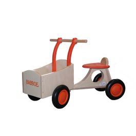 Loopbakfiets van hout met oranje accenten nu kopen | Babboe